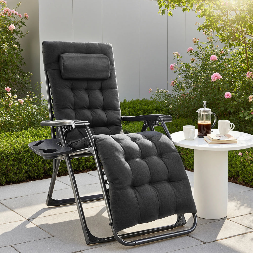 Summer Gravity Recliner - Folding Camping Chair - Patio Lounge  For Outdoor, Garden