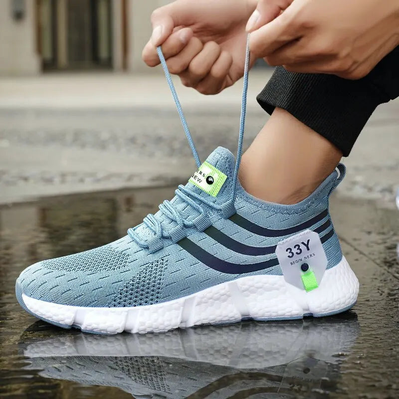 Men's Casual Sport Shoes Breathable Lightweight Sneakers Outdoor Mesh Black Running Shoes Athletic Jogging Tennis Walking Shoes