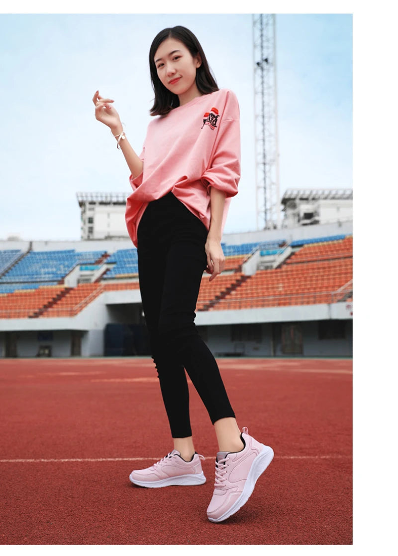 Autumn and Winter Leather Outdoor Running Shoes for Women Flat Sports Casual Shoes for Women White Shoes Large Size Travel