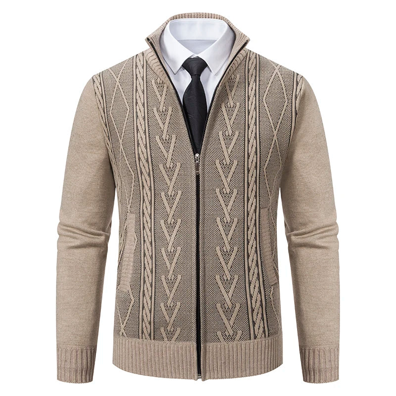 2023 Autumn and Winter New Cashmere Padded Warm Casual Men's Knitted Sweater Coat