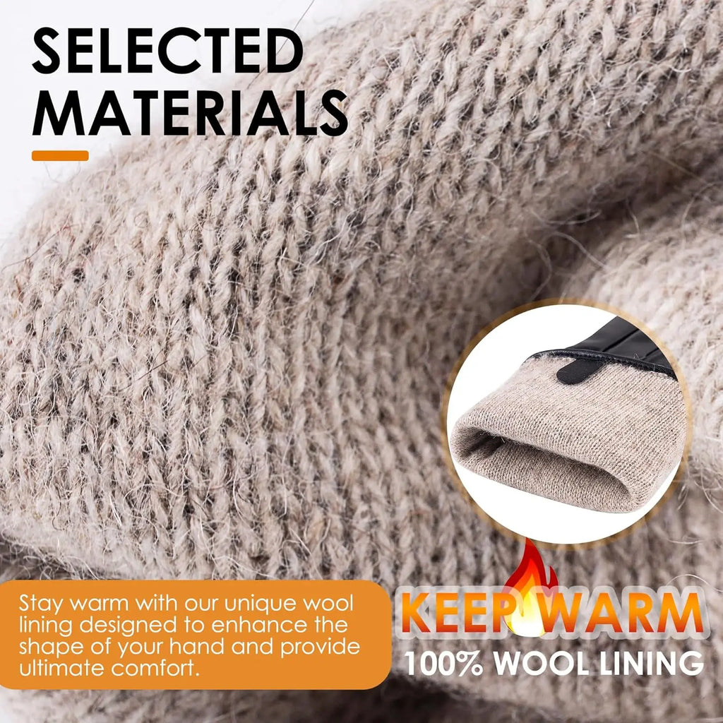 Women's Winter Leather Gloves Touchscreen Warm Driving Lambskin Gloves Cold Weather Fashion