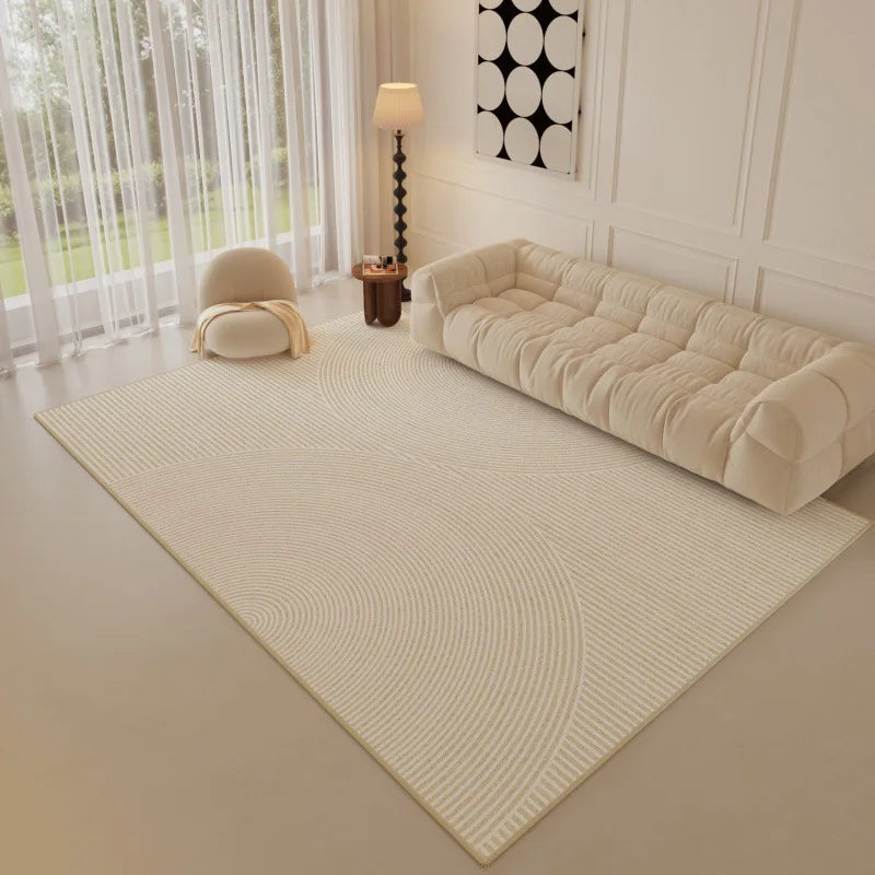 Luxury Minimalist Living Room Carpet Cream Color Large Area Rug for Sofa Bedroom Home Decor