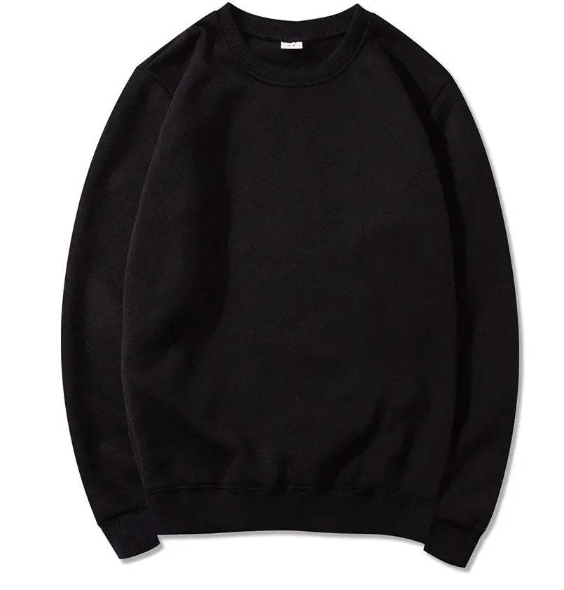 Korean Fashion Men's Round Neck Sweatshirts Autumn Long Sleeves Vacation Pullovers Tops Casual Popular Man Solid Sweatshirts