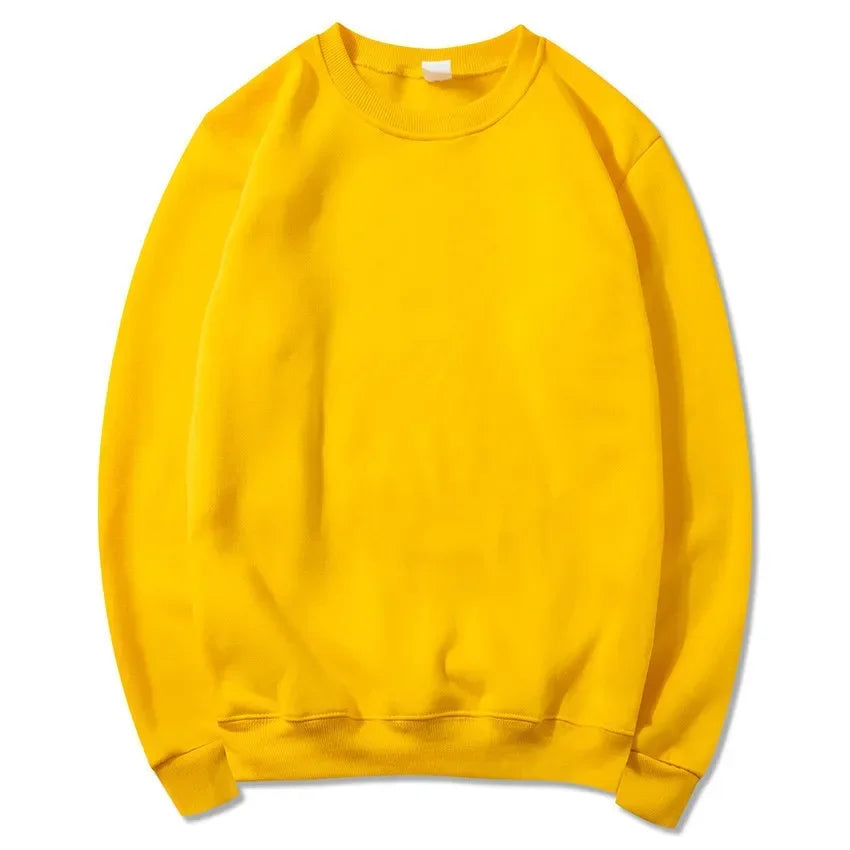 Korean Fashion Men's Round Neck Sweatshirts Autumn Long Sleeves Vacation Pullovers Tops Casual Popular Man Solid Sweatshirts