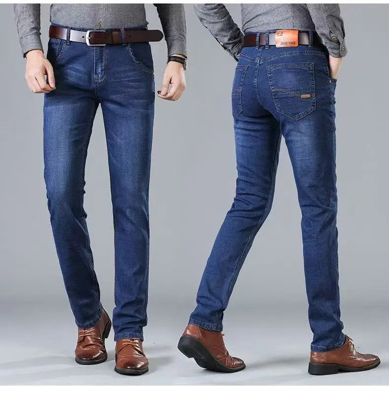 2026 Men NEW Men's Fashion Business Jeans Classic Style Casual Stretch Slim Jean Pants Male Brand Denim Trousers Black Blue Mens