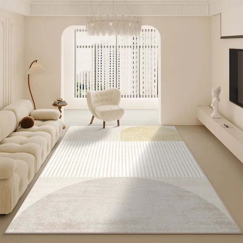 Luxury Minimalist Living Room Carpet Cream Color Large Area Rug for Sofa Bedroom Home Decor