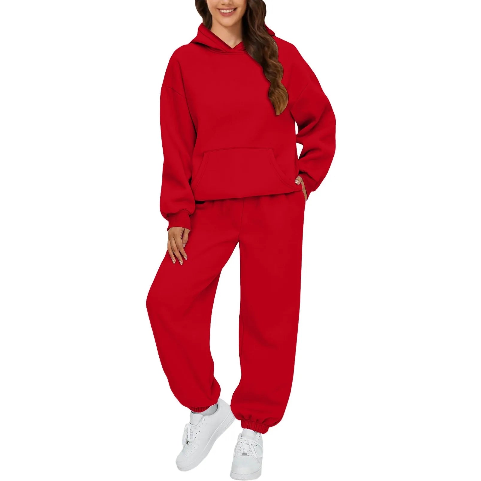 Women's Casual Hooded Sweatshirt and Sportswear Pants Set Long Sleeve Long Pants Autumn Season Fashion Ladies Outfit