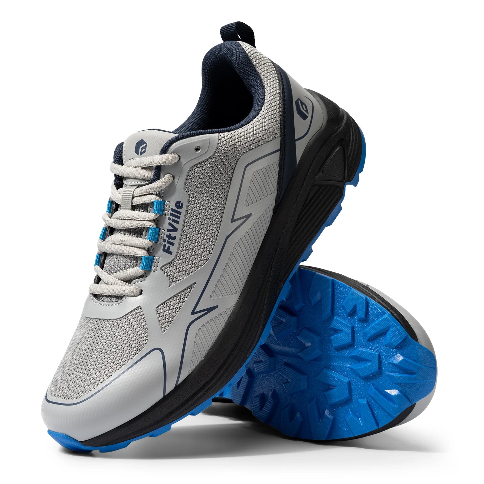 Fittington Running Shoes For Men Trail Walking Sneakers Athletic Shoe With Extra Wide Toe Box Arch Support Soft Sport Shoes