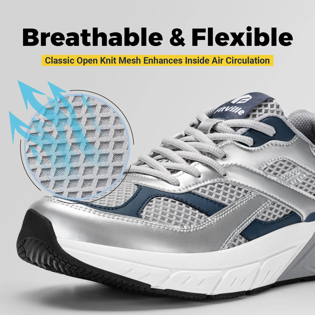 Fittington Men's Walking Shoes Extra Wide Comfort Sneakers Non Slip Trainers Man Shoes With Arch Support For Flat Feet Plantar