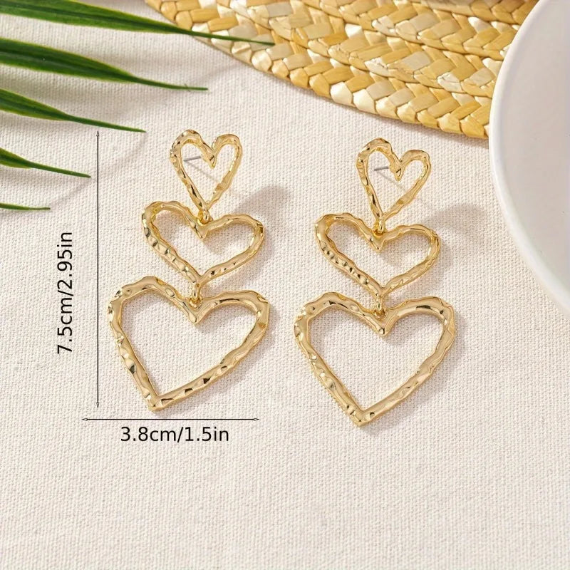 Europe and The United States Fashion Gold Color Pleated Heart Drop