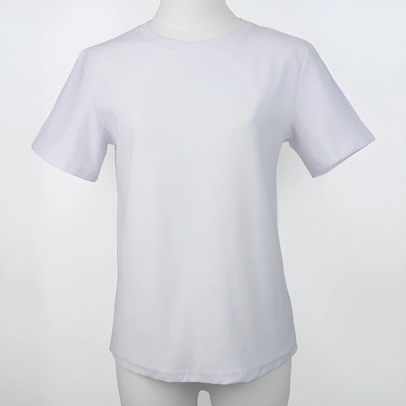 Cotton Short Sleeve Tops 220 Grams Heavy T-shirt Y2k Casual Comfortable Tee Shirt Black & White O-neck Woman Clothing YH2532