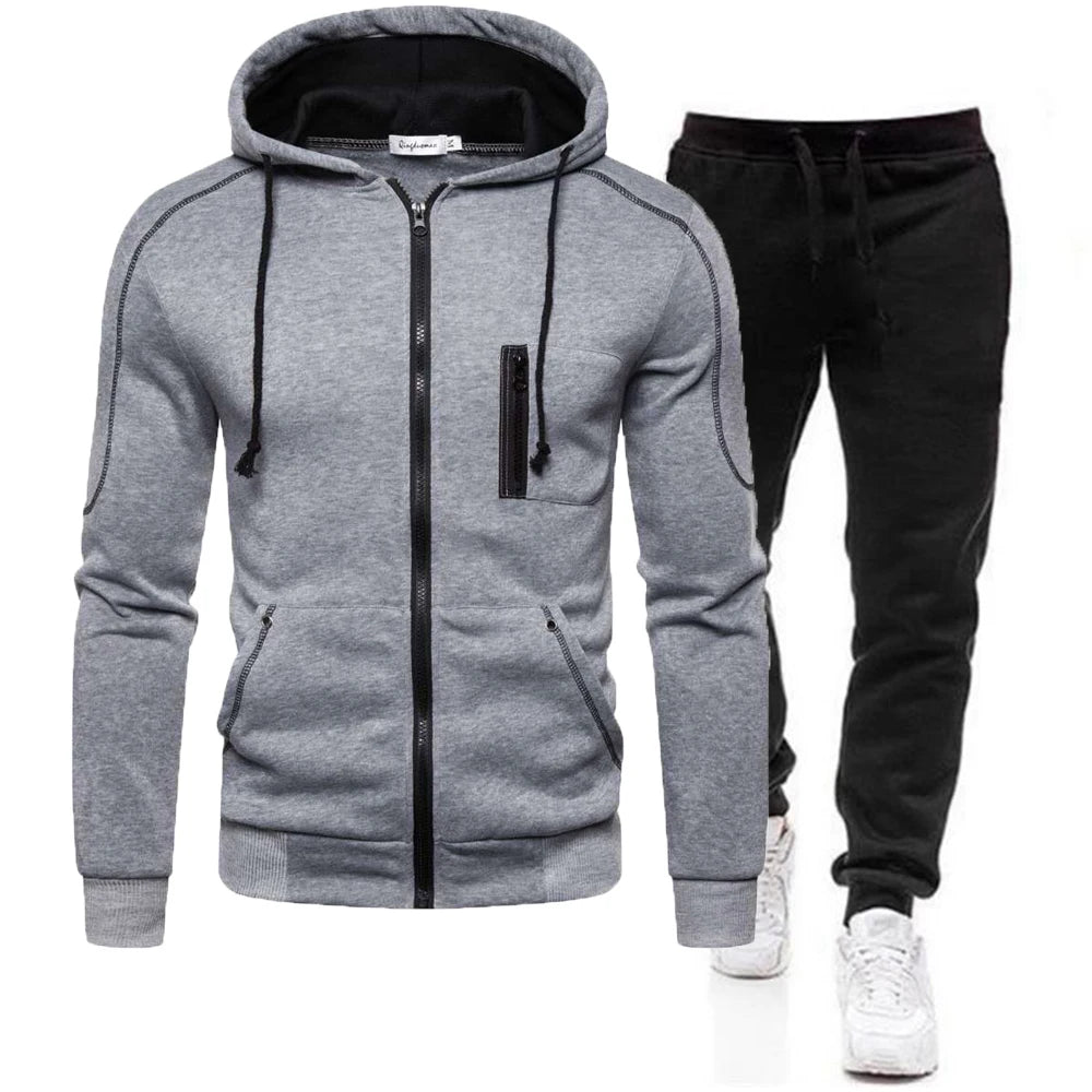 Casual Tracksuit Men Hooded Sweatshirt Outfit Spring Autumn Men's Sets Sportswear 2020 Male Hoodie+Pants 2PCS Jogging Sports Suit