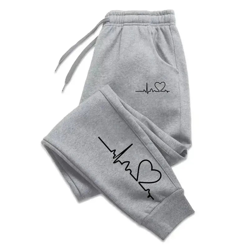 Hot Sales Women's Sweatpants Daily Casual Pants High Quality Fitness Tracksuit Trousers Heart Print Street Sport Jogging Pants