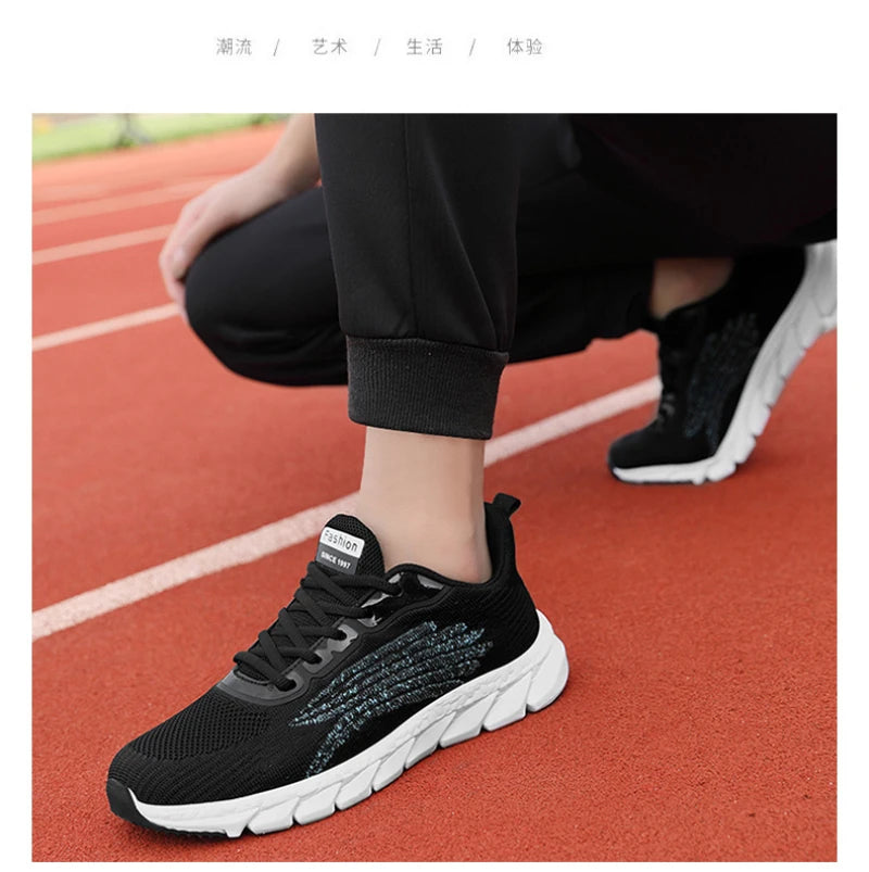 Spring Flying Knitted Breathable Running Shoes Sports Women Casual Shoes Soft Sole Couples Men And Women Small White Shoes