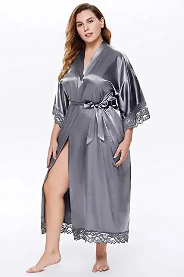 Bride Robe with Lace Sleeves White  Lace Bridal Robe Long Wedding Kimono Robe for Women Bridesmaid Dressing Gown