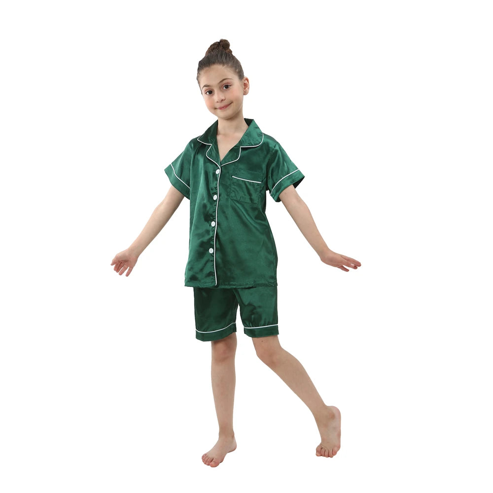 Kids Loungewear - Children Sleepwear | Home Clothing for Kids | Pajama Set for Girls in Silk Satin | Baby Nightgowns