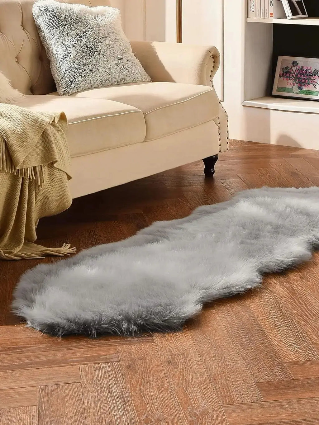 Faux Fur Rug, Fluffy Pink Small Sheepskin Rug, Ultra Soft 2x3 Ft Mat, Machine Washable Shag Mats, Nursery Throw for Bedroom rug