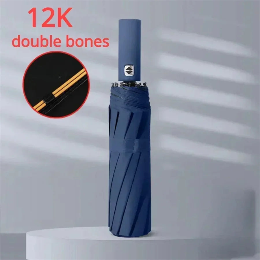 12 Bone Black Glue Fully Automatic Umbrella With Thick And Durable