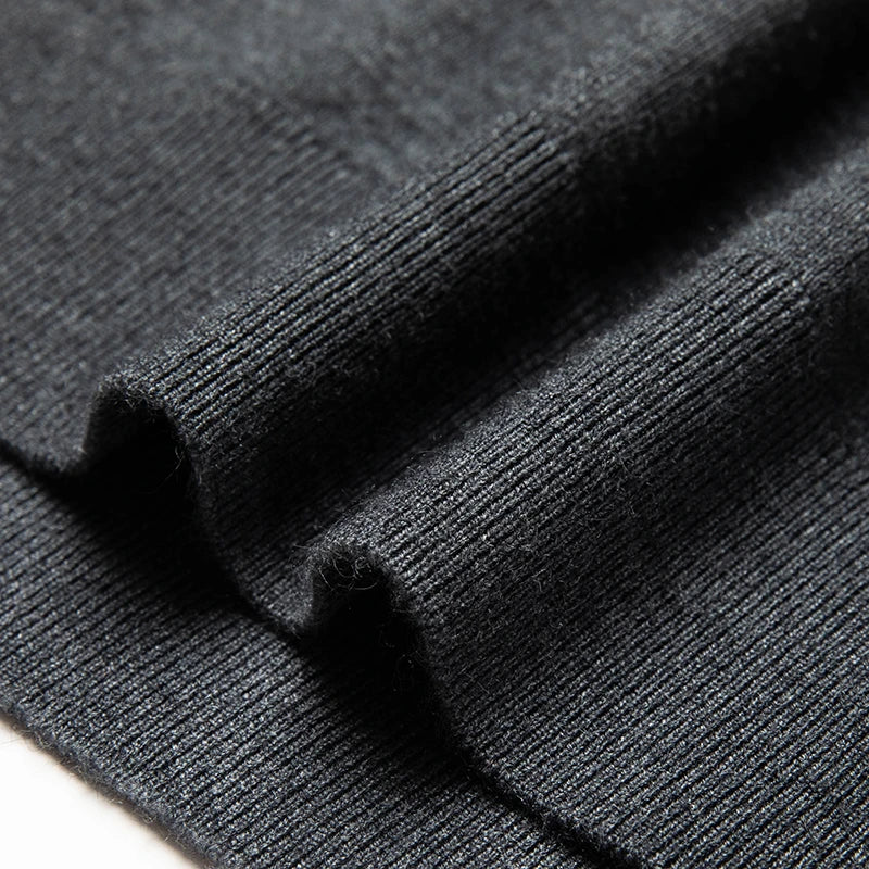 Men's V-Neck Basic Solid Color Sweatshirt Warm Autumn Knitted Oversize Pullover Elastic Round Neck Sweater for Casual Wear