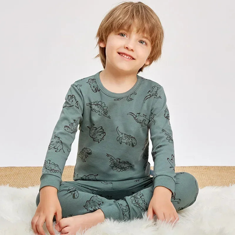 Kids Pajamas for Boys 2 3 4 5 6 7 8 9 10 11 12 13 14 Years Cotton Sleepwear Set Dinosaur Pyjamas Green Children Pijamas Clothing