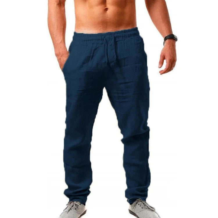Spring/Summer New 9 Colors Men's Solid Color Cotton Linen Pants Autumn Streetwear Fashion Casual Loose Trousers