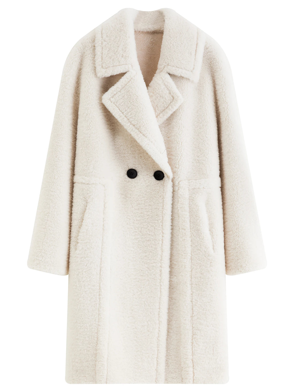 FSLE Women's Suede Faux Fur Lamb Wool Coat with Turn Down Collar - 2025 Winter New Style Furry Coat