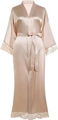 Bride Robe with Lace Sleeves White  Lace Bridal Robe Long Wedding Kimono Robe for Women Bridesmaid Dressing Gown