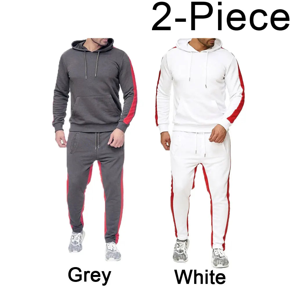 Men's 2 Piece Color Block Tracksuit Sweatsuit with Stripes - Casual Winter Long Sleeve Warm Moisture Wicking Breathable Sportswear Suit