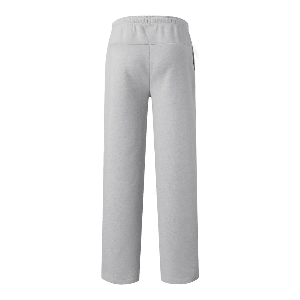 Women New Elastic Waist Pants with Side Pockets Fleece Lined Thick Wide Leg Sweatpants Pure Color Straight Cut
