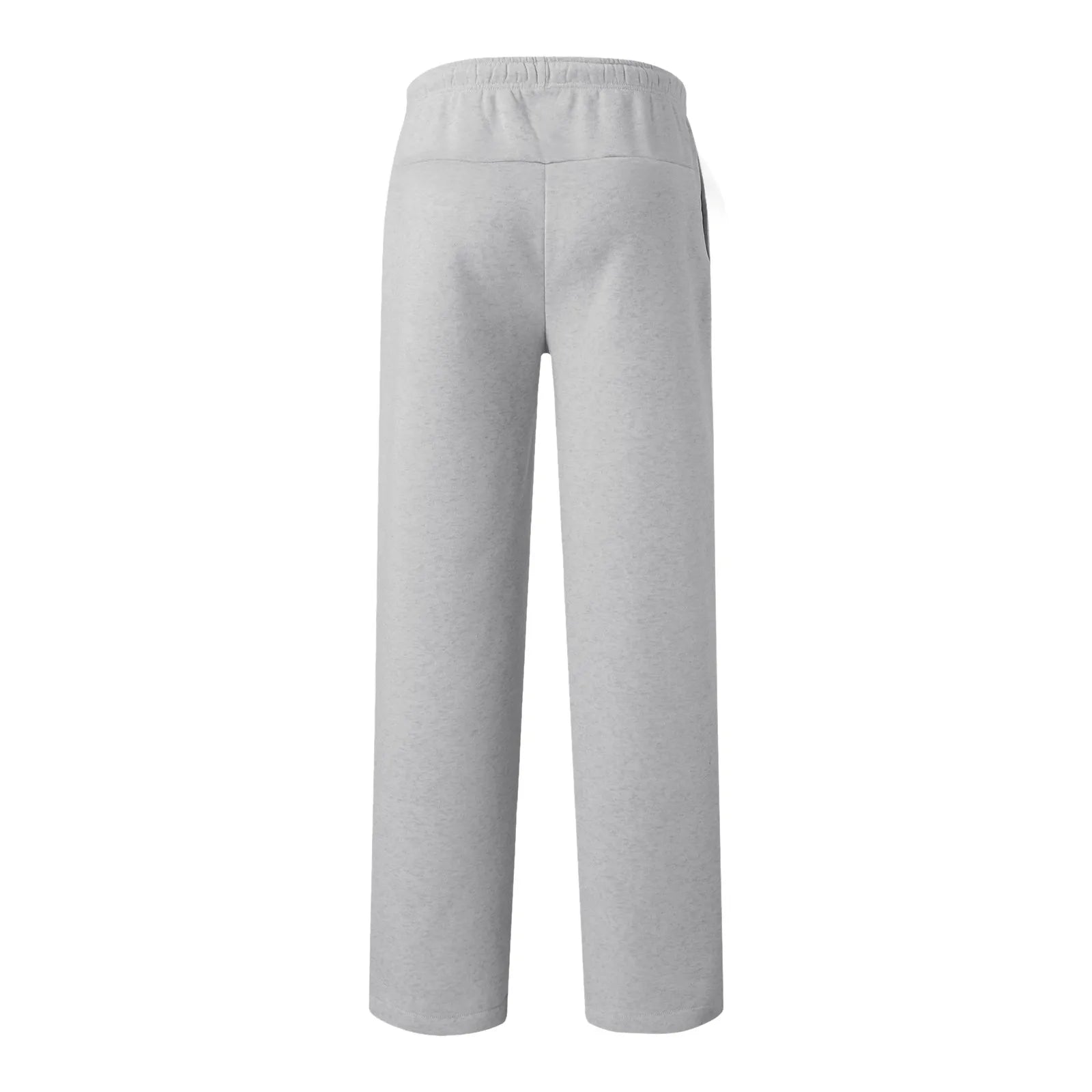Women New Elastic Waist Pants with Side Pockets Fleece Lined Thick Wide Leg Sweatpants Pure Color Straight Cut