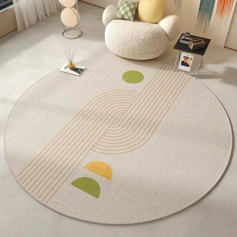 VIKAMA Modern Minimalist Round Rug Non-slip, Stain-resistant Sofa, Recliner, Bathroom, Laundry Room Rug Home Decor