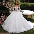 Luxurious A Line Women's Off The Shoulder Wedding Dresses Lace Appliques Bride Gowns Customized