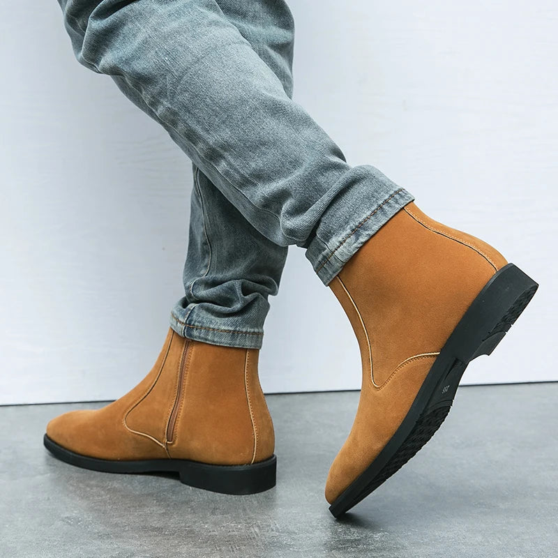 New Arrival Nubuck Suede Leather Boots Men High Top Trend Retro Boots Personality Fashion Mens Casual Chelsea Winter Ankle Boots