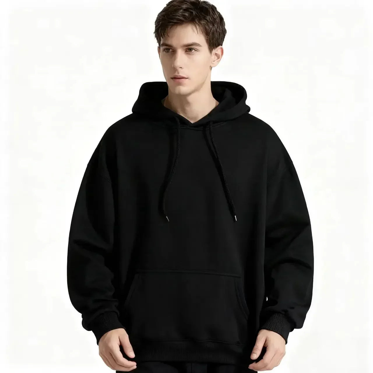 2026 Men's Wide Hooded Sweatshirt - European and American Style, Long Sleeve, Casual Loose Fit