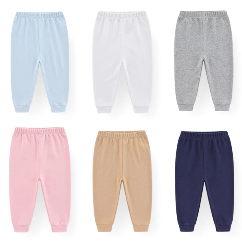 Kiddiezoom 1/3 Pcs Four Seasons Fashion Solid 100% Cotton Baby Boy Girl Pants Soft 100% Cotton Infants Trousers Accessories
