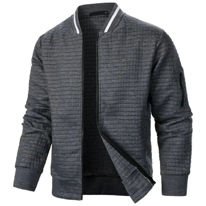 Autumn Men's Long Sleeve Zipper Jacket Stand Up Coats Sport Outdoor Sweatwear Winter Warm Baseball Collar Sweatshirts