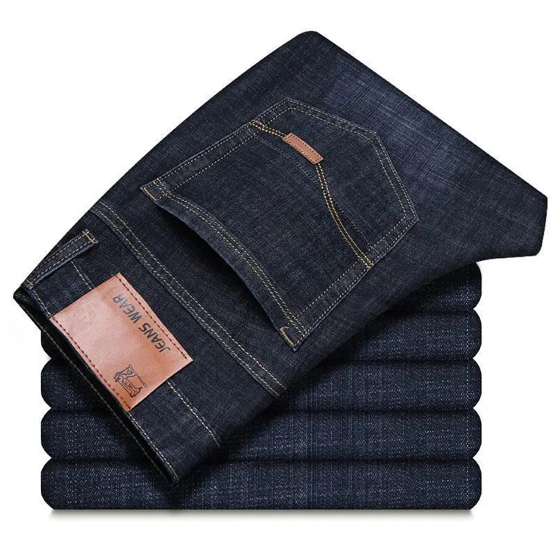 2026 Men NEW Men's Fashion Business Jeans Classic Style Casual Stretch Slim Jean Pants Male Brand Denim Trousers Black Blue Mens