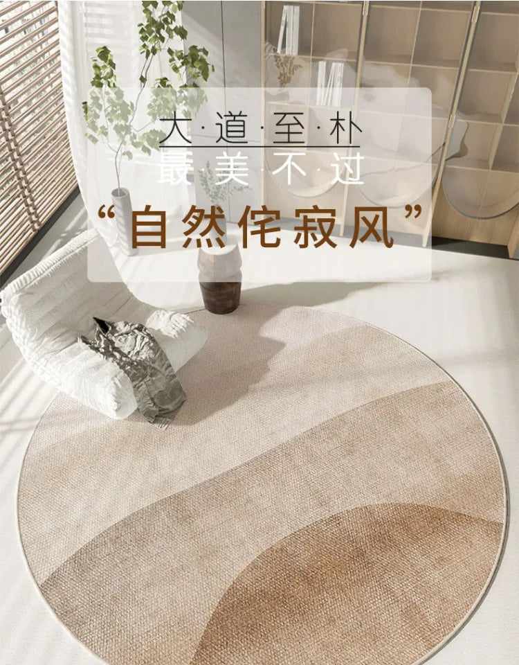 Wabi-sabi Style Round Carpet Thickened Computer Chair Anti-slip Mat Simple Carpets for Living Room Fluffy Soft Bedroom Decor Rug