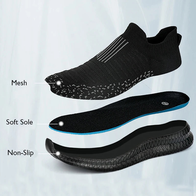 Breathable Men's Casual Shoes Lightweight Outdoor Male Walking Shoes Anti-slip Men's Sneakers Slip-on Flats Vulcanized Shoes 2023