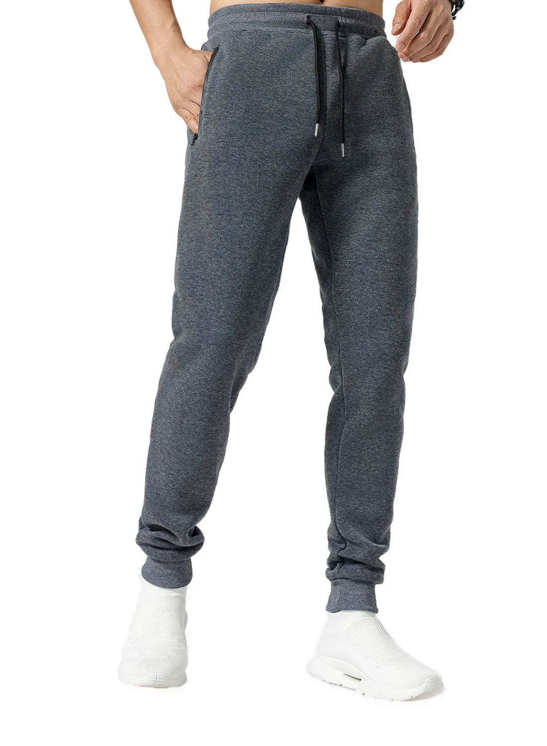 New Sweatpants with Side Zipper Pockets for Men - Joggers, Track Pants, Elastic Waist Sport Casual Baggy Fitness Gym Clothing
