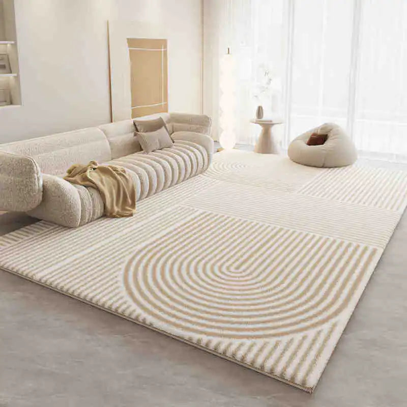 Soft Cream-Colored Thickened Non-Slip Carpet Plush Rug for Living Room Bedroom Home Sofa Coffee Table Anti-Cold Floor Mat