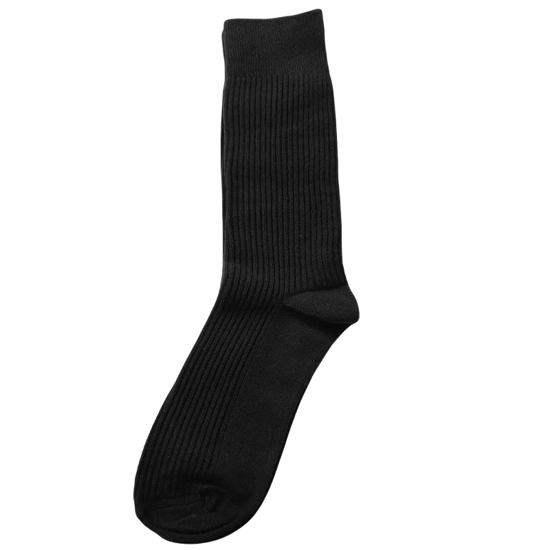 Simplejewel Catton Men's Long Dress Socks - 3 Pairs - Classic Black and White Colors
