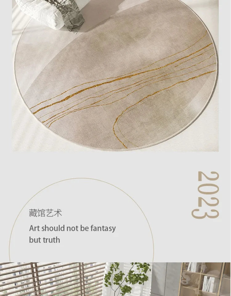 Wabi-sabi Style Round Carpet Thickened Computer Chair Anti-slip Mat Simple Carpets for Living Room Fluffy Soft Bedroom Decor Rug