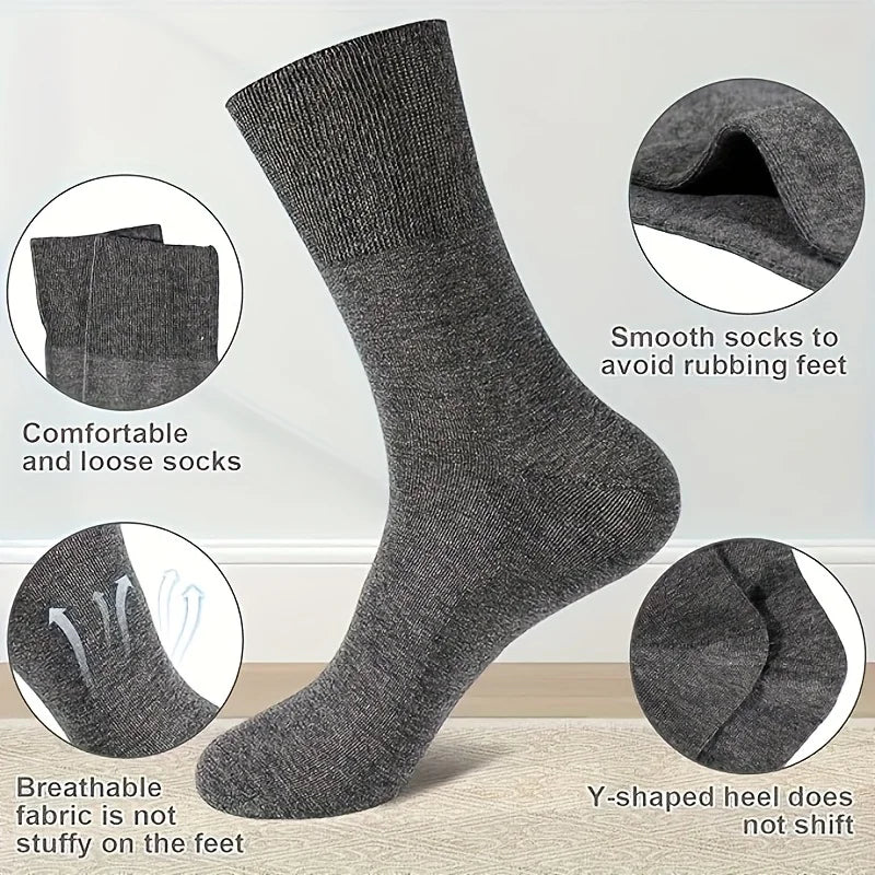 6 Pairs of Comfortable Cotton Diabetic Socks for Men and Women - No Elastic Waistband