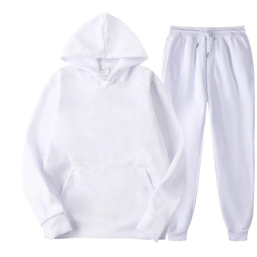 Men's Autumn and Winter New Solid Color Hoodie and Pants Two-Piece Set Fashionable Casual Sports Set Size S-3XL Men's Tracksuit