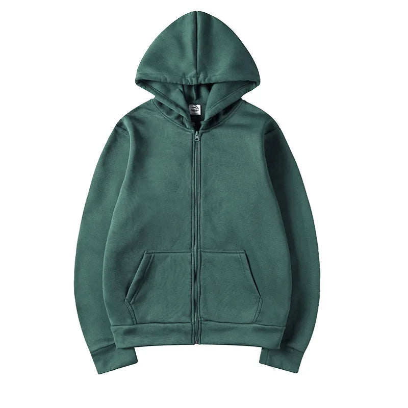 2025New Trendy Sweatshirt Coat Front Pockets Warm Zipper Lamb Wool
