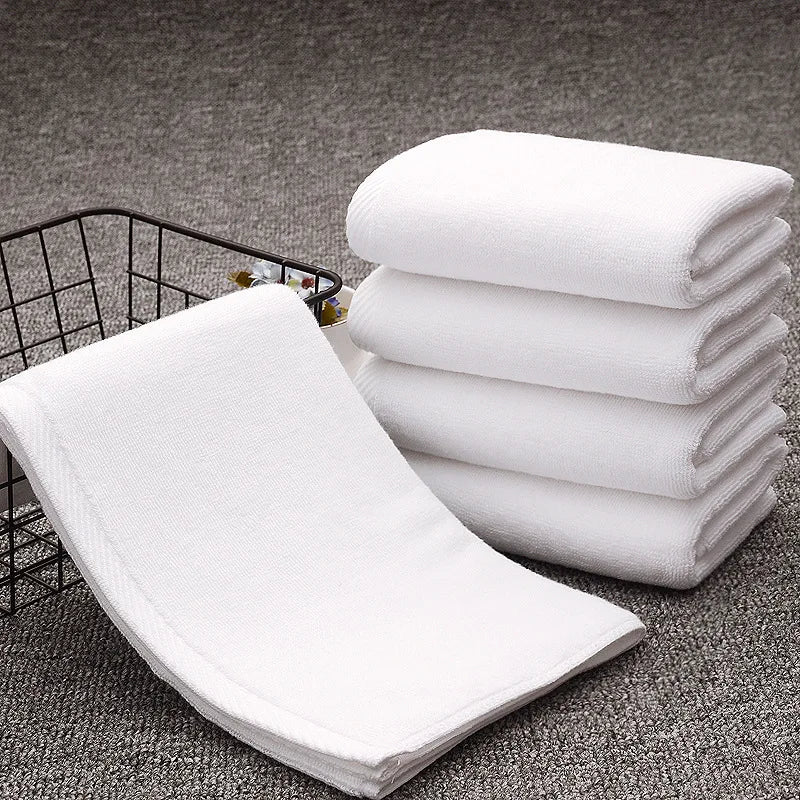 5Pcs White Towel 120g Thickened High Quality 32 Strands Cotton White Hotel Towel 35 * 75cm High Quality High End