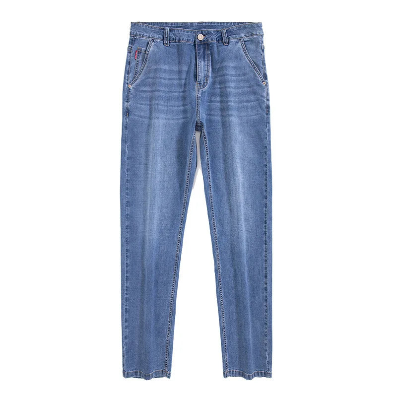 Men's Jeans 2024 Summer Thin Business Casual Loose Straight Pants Fashion Versatile Stretch Pants Large Size 48