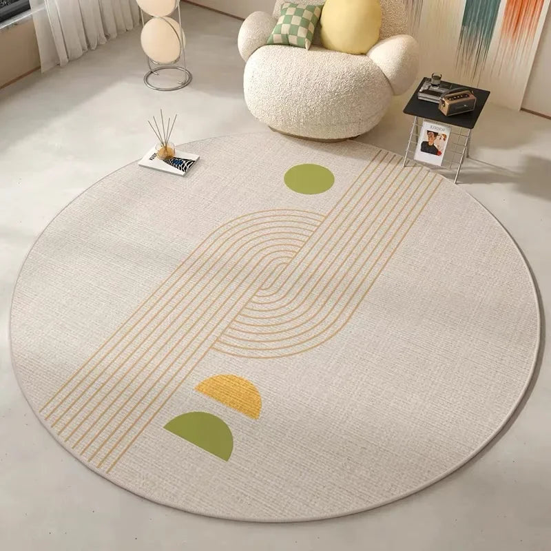 VIKAMA Modern Minimalist Round Rug - Stain-Resistant & Non-Slip Living Room Sofa Mat Office & Study Carpet Home Decor
