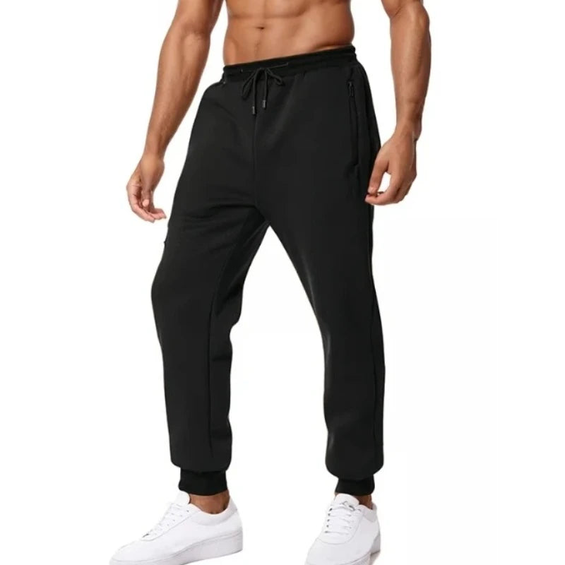 New Sweatpants with Side Zipper Pockets for Men - Joggers, Track Pants, Elastic Waist Sport Casual Baggy Fitness Gym Clothing